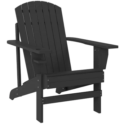 Produktbild von Adirondack-Gartenstuhl mit Becherhalter Gartenliege Balkonstuhl Massivholz Schwarz 72 x 95 x 93 cm