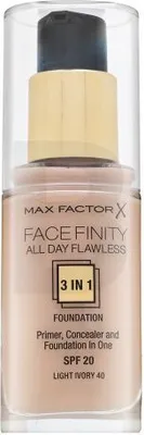 Zdjęcie produktu dla Max Factor Facefinity All Day Flawless 3In1, Buteleczka z pompką, Krem, Uniwersalne, Przeciw błyszczeniu, Matujący, Priming, Beżowy, Light Ivory