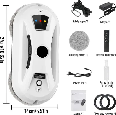 Produktbild von Fensterreinigungsroboter - Intelligenter Fensterputzroboter - 5600Pa Saugkraft - 3 Reinigungsmodi - Notakku 20 Min - Fernbedienung - 220-240V EU-Stecker - Weiß