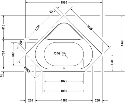 Produktbild von Duravit Duravit Eck-Badewanne D-CODE 2 RS we 1400x1400mm