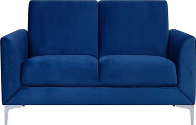 Produktbild von BELIANI 2-Sitzer Sofa Marineblau Samtbezug mit Silbernen Metallfüßen Dicke Sitz- und Rückenkissen Schmale Armlehnen Modern Polstersofa für Wohnzimmer