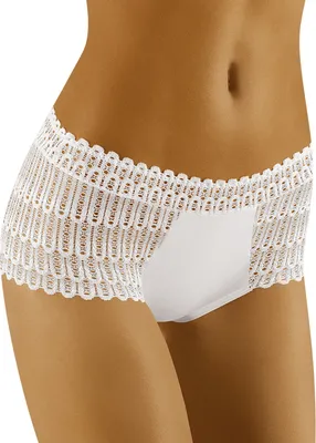 Produktbild von Wolbar Damen Hipsters Shorts Unterhose Unterwäsche Spitze WB418, weiß, M