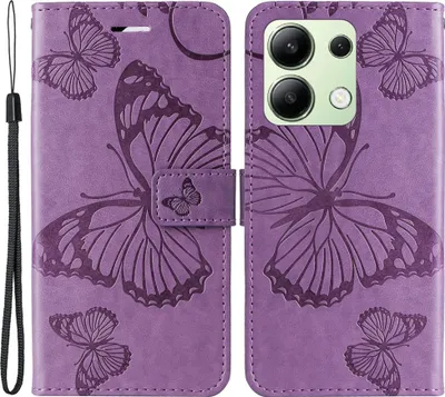 Produktbild von Xiaomi Redmi Note 13 4G Hülle - Coverup Schmetterlinge Klapphülle - Lila