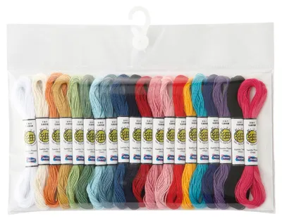 Obrázok produktu pre Olympus Sashiko, tenká priadza, bavlna, minikolekcia, 20 farieb, 10 metrov, vyrobené v Japonsku