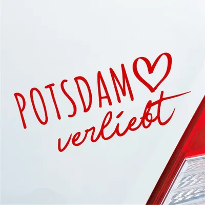 Produktbild von Auto Aufkleber Potsdam verliebt Herz Stadt Heimat Liebe Car 19x8 cm Rot Sticker Heckscheibenaufkleber