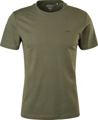 Produktbild von s.Oliver Herren T-Shirt - Basic, Rundhals, Baumwolle, einfarbig Dunkelgrün M