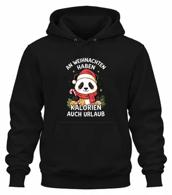 Immagine prodotto di Natale Panda Calorie hanno vacanze divertente regalo Unisex Felpa con cappuccio, nero, XXL