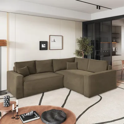 Produktbild von Masseno Ecksofa ERONIS R-S mit Schlaffunktion L-Form, Sofa mit Bettkasten, Wohnzimmersofa, Couch, Soffa, Bettsofa, Couchgarnitur- Beige, MONOLITH 09