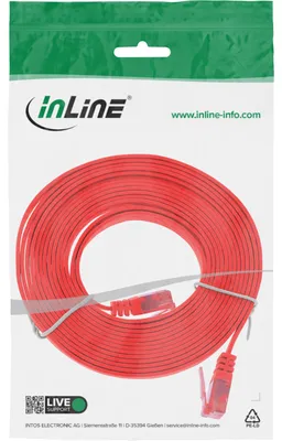 Produktbild von InLine Patchkabel flach, U/UTP, Cat.6, rot, 5m, 5 m, Cat6, U/UTP (UTP), Rot