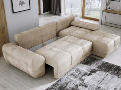 A sectional sofa is shown in a living room setting.