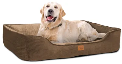 Produktbild von Hundebett Hundekorb Hundekissen 100 x 80 cm Waschbar & Rutschfest Happy MILO L Braun ib style®