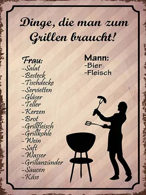 Produktbild von vianmo Holzschild 40x30 cm Dingen die zum Grillen braucht