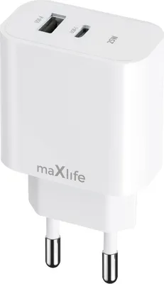 Zdjęcie produktu dla Ładowarka sieciowa Maxlife PD QC MXTC-06 1x USB-C 1x USB 25W biała