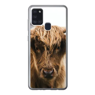 Produktbild von MuchoWow® Handyhülle Schutzhülle Hülle für Samsung Galaxy A21s Schottischer Highlander - Kuh - Gras - Tiere - Natur Silikon Softcase Handy Hülle - Hartschale