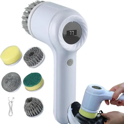 Produktbild von MODFU Reinigungsbürsten, Wasserdichte, aufladbare elektrische Reinigungsbürste, Mit 5 Aufsätzen für gründliche und mühelose Reinigung