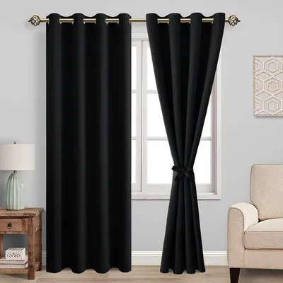 Productafbeelding van Famanu verduisteringsgordijnen voor slaapkamer en woonkamer - 2 stuks - zwart - 215 x 132 cm