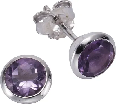 Produktbild von Zeeme Gemstones Ohrringe 925/- Sterling Silber 0,75cm weiß Amethyst lila 358220410-6