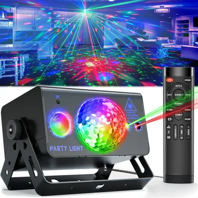 Produktbild von DJ Discolampe mit Laser, LED Hintergrundlicht & Sound Control, Metallgehäuse