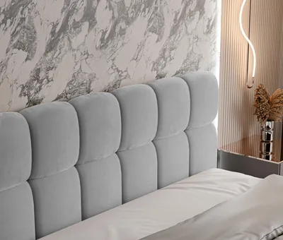 Produktbild von Polsterbett LIZBONA Farbe weiß ,Magic Velvet 2200, Schlaffläche 180 cm x 200 cm ,Bett mit gepolstertem Kopfteil, Design-Bett mit Bettkasten