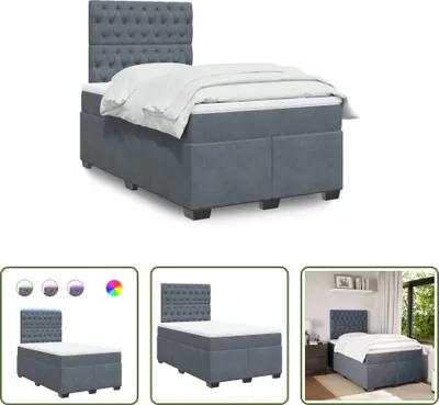 Produktbild von The Living Store Boxspringbett mit Matratze Dunkelgrau 120x190 cm Samt