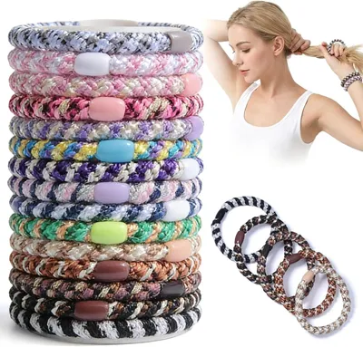 Immagine prodotto di 15 elastici per capelli da donna, fasce per capelli intrecciate in diversi colori