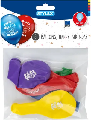 Produktbild von Stylex Happy Birthday Ballonnen 6 Stuks