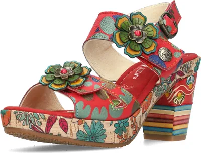 Produktbild von Laura Vita Damen Sandalette ein Paradies aus Leder mit Klettverschluss NELLAO-15, Größe:38 EU, Farbe:Rot
