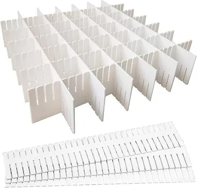Produktbild von PolkaHome® Schubladen-Organizer, 8 Stück, verstellbare Schubladenteiler, Weiß, Schubladeneinsatz für Küche, Bad, Büro, Schlafzimmer