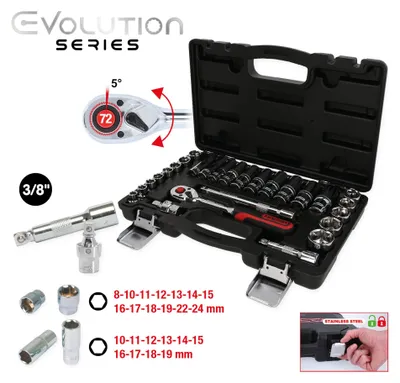 Immagine prodotto di KS Tools Set di chiavi a bussola 3/8" CHROMEplus, 27 pezzi