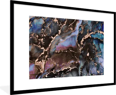 Produktbild von MuchoWow® Gerahmtes Poster Marmor - Gold - Rosa 90x60 cm - Poster mit Schwarzem Bilderrahmen Wandposter Rahmen Foto Bilder - Wanddekoration - Fotos