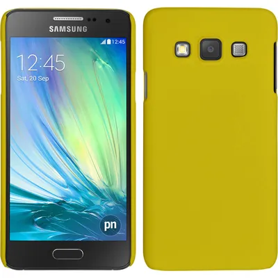 Produktbild von PhoneNatic Case kompatibel mit Samsung Galaxy A3 (A300) - Hülle gelb gummiert Hard-case + 2 Schutzfolien
