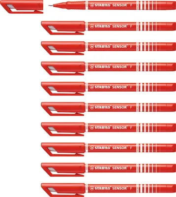 Produktbild von Fineliner mit gefederter Spitze - STABILO SENSOR F - fein - 10er Pack - rot