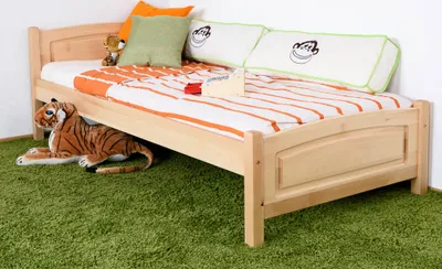 Produktbild von Bettrahmen für Kinder / Kinderbett 90 x 200 cm | Massivholz: Buche | Natur Lackiert