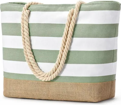 Produktbild von Strandtasche XXL Damen Badetasche Wasserdicht Umhängetasche Beach Tote mit Reißverschluss