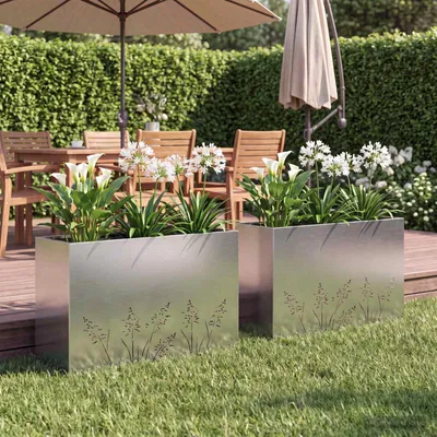 Produktbild von Möbel Garten-Pflanzgefäß 2 Stk. Silber 80 x 20 x 49 cm Edelstahl - Beete &23931
