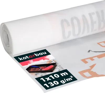 Obrázok produktu pre KOTARBAU® Maliarske rúno 1 x 10 m Maskovacia fólia Maliarske textilné rúno 130 g/m2 Biele maskovacie rúno Vodotesný náter Maliarske príslušenstvo Maliarske rúno v roli
