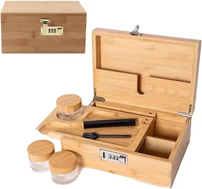 Produktbild von Aufbewahrungsbox, Bambus, mit Schloss, 18 l, 25 x 17 x 11 cm, für Schlafzimmer