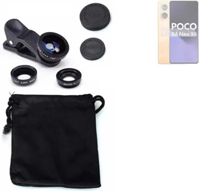 Produktbild von K-S-Trade Smartphone Kamera Linsen Set Kompatibel mit POCO X6 Neo 3in1 Clip-On Kamera Adapter Macro Weitwinkel FishEye Fischauge Objektiv Linse