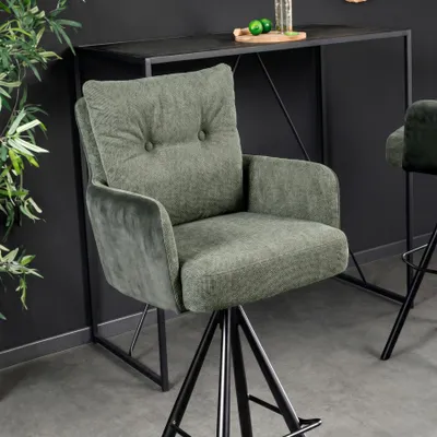 Produktbild von riess-ambiente Barhocker BIG GEORGE grün schwarz Samt Metall Taschenfederkern Armlehnen drehbar