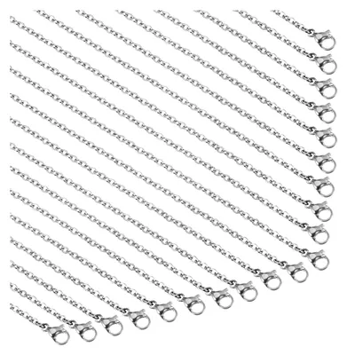 Produktbild von 20 Stück Edelstahlkette Damen 45 cm Halskette Gliederkette Silber Ohne Anhänger Ketten mit Hummerverschlüssen Ketten Set Kette zum Selber Machen