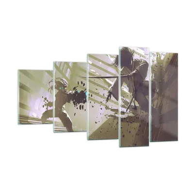 Produktbild von Bilder auf glas - Roboter Samurai Schwert Kämpfen - 100x60cm - Glasbilder - Wandbilder - Kunstdruck - zum Aufhängen bereit - Wanddekoration aus Glas - Glas Bilder - Wandbild auf Glas - GEG100x60-2912