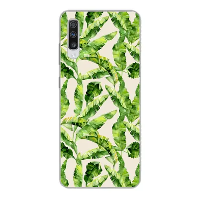 Produktbild von MuchoWow® Handyhülle Schutzhülle Hülle für Samsung Galaxy A70 Palmenblatt - Muster - Tropisch Silikon Softcase Handy Hülle - Schutzhaube