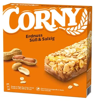 Zdjęcie produktu dla Batonik musli orzechowy Corny słodko-słony z chrupiącymi orzechami 150g