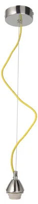 Image de Suspension textile "PENDRE", jaune, 120 cm, avec douille E27, en métal et tissu