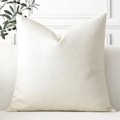 Productafbeelding van Set bestaande uit 1 kussensloop, effen linnen, 60 x 60 cm, crèmekleurig