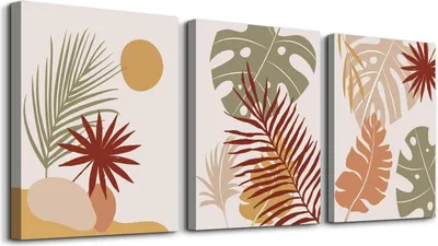 Zdjęcie produktu dla Boho Botanical Pictures Sage Green Red Brown Orange Wall Art 40x30cm