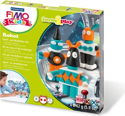 Produktbild von Staedtler FIMO kids 8034, Knetmasse, Schwarz, Orange, Türkis, Weiß, Kinder, 4 Stück(e), 4 Farben, 42 g