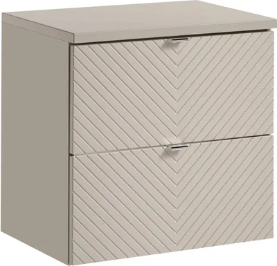 Zdjęcie produktu dla Szafka Łazienkowa 60 Cm Kaszmir Z Blatem I Frezowanym Frontem 2 Szuflady