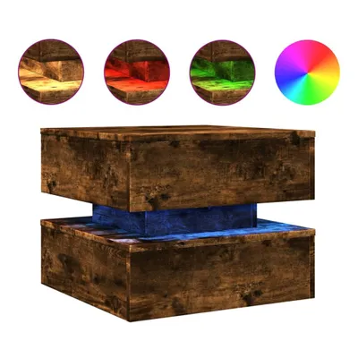 Produktbild von vidaXL Couchtisch mit LED-Leuchten Räuchereiche 50x50x40 cm