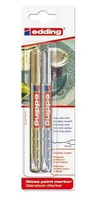 Produktbild von Edding – Ölbasierter Paintmarker 780 0,8 mm Gold und Silber, Blisterpackung mit 2 Stück